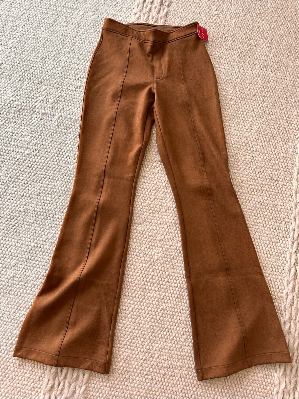 Spanx High-Rise Faux Suede Flared Pants in Rich Caramel